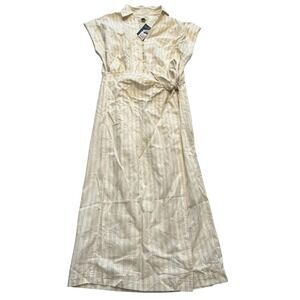Universal Thread Shirt Dress Womens‎ Small Striped Belted Midi Button V Neck